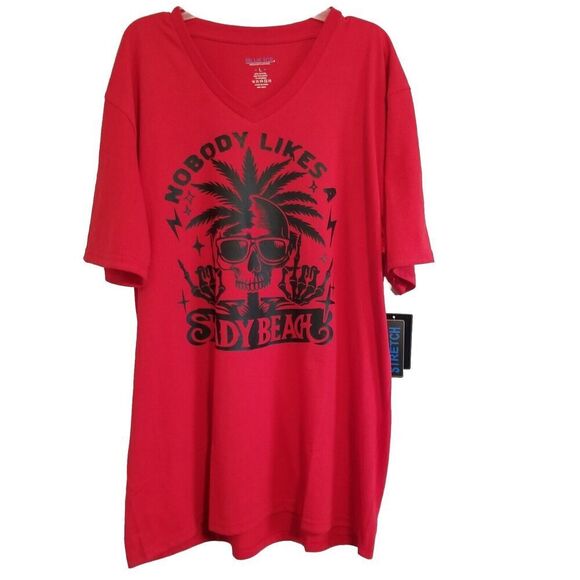 Blue Ice Mens Tshirt Red Large Nobody Likes A Shady Beach Skeleton NWT - Picture 1 of 2